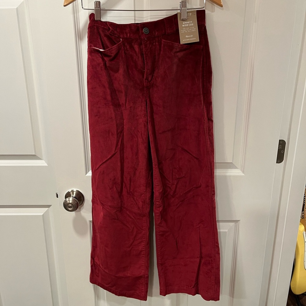 Madewell rust Red Corduroy Wide-Leg Pants
